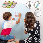 Elissio® Magneticoo Magnetische Muursticker 100x80 cm - Magneetsticker met krijtbordfunctie - Ijsblauw - Magneetbord voor Kinderkamer - Boogvorm - Inclusief Magnetische accessoires