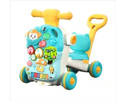 Loopwagen 5-in-1 -Interactieve Looptrainer om Leren Lopen-Afneembaar Speelblad-Geluidseffecten-Groen