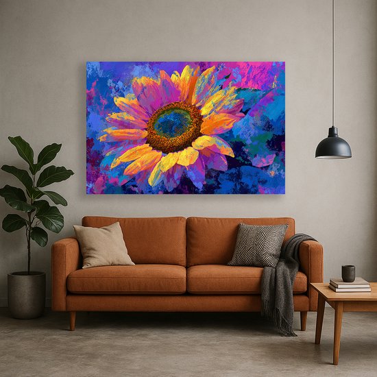 Zonnebloem – kunstobject – woondecoratie – Canvas schilderij – 100x75 cm