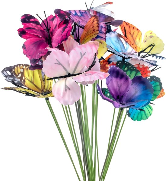 Foto: 26 piece set tuin vlinders ornamenten waterproof pvc 3d buiten courtyard patio plant bloempot lente tuin decoratie