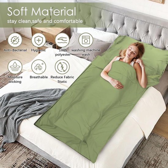 Ultra Lichte Zomerslaapzak 220x90 cm Groen Compact & Lichtgewicht voor Reizen en Kamperen — afbeelding 4