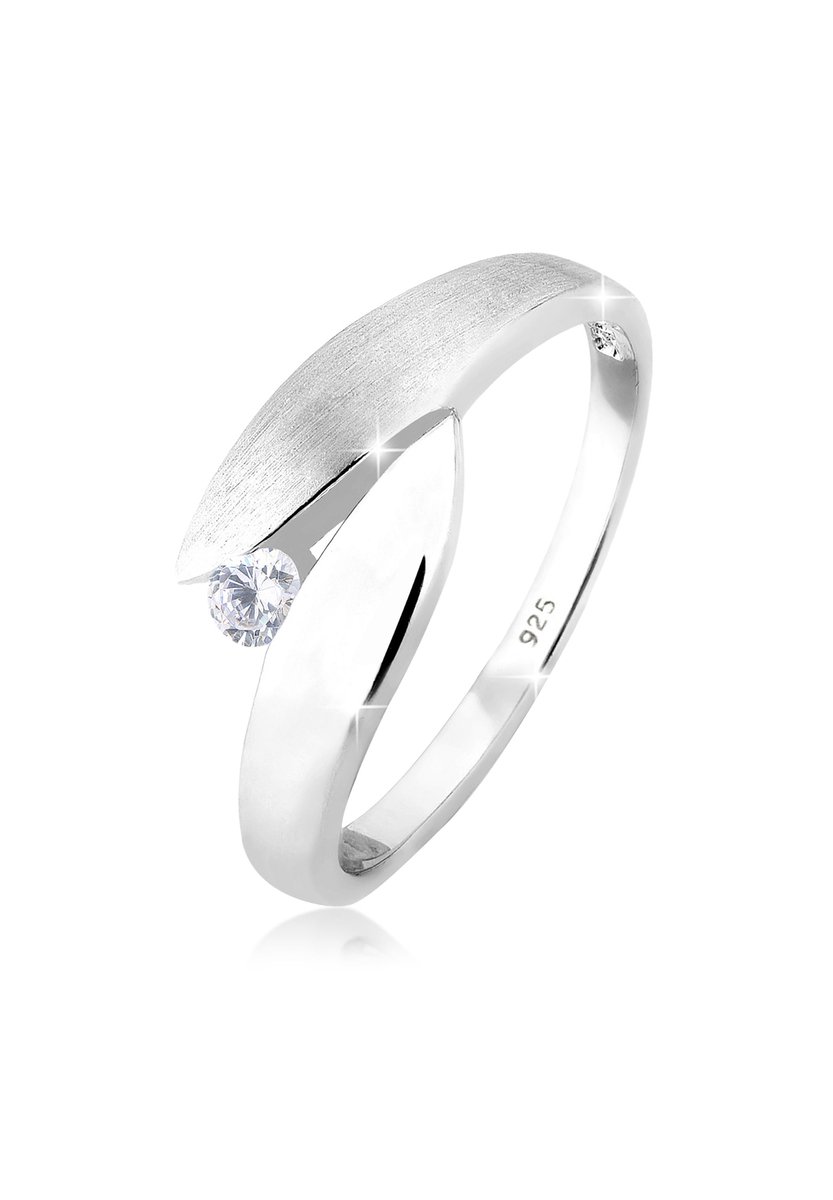 Elli - Ring - Dames Solitaire Wikkelring met Zirkonia Kristallen in 925 Sterling Zilver - Dames