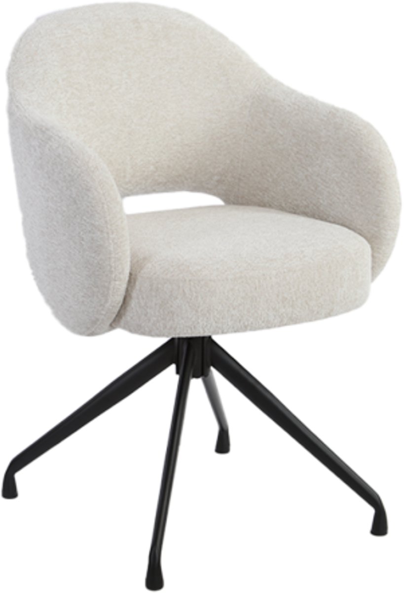Tower Living eetkamerstoel Porto draaibaar zwart - Toro 25 cream Wit