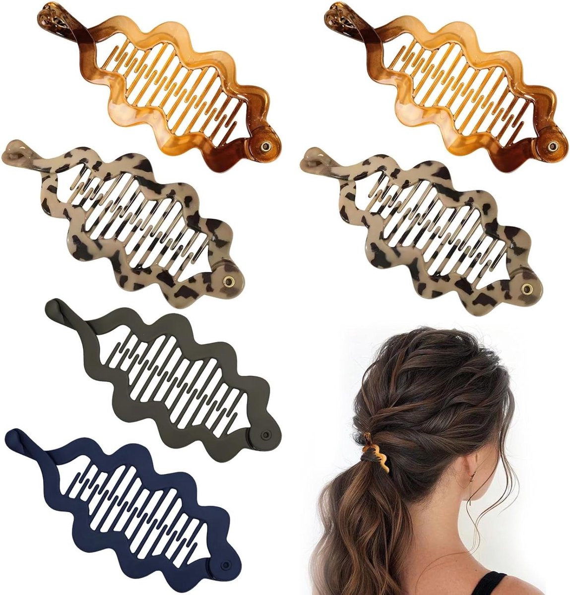 Bananenklemmen 6 stuks voor dun haar, acryl haaraccessoires, zachte grip, feestkapsel decoratie - ideaal voor dagelijks gebruik