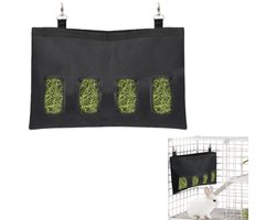 1 stuk - Hooivoerzak - Konijn Hooivoerzak - Textiel Hooi-Voerhouder Voor Cavia En Knaagdieren - Hangende voerzak - Hooiopbergzak - Makkelijk schoon te maken - Geschikt voor konijnen, chinchilla's en hamsters - Zwart - 46*30 cm - Geen hooi