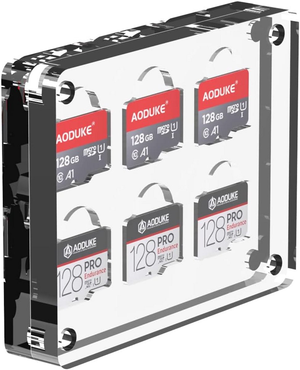 Transparante 6 Vakjes Magnetische Sluiting TF Kaarthouder voor MicroSD-kaarten - Compacte Opslaghouder