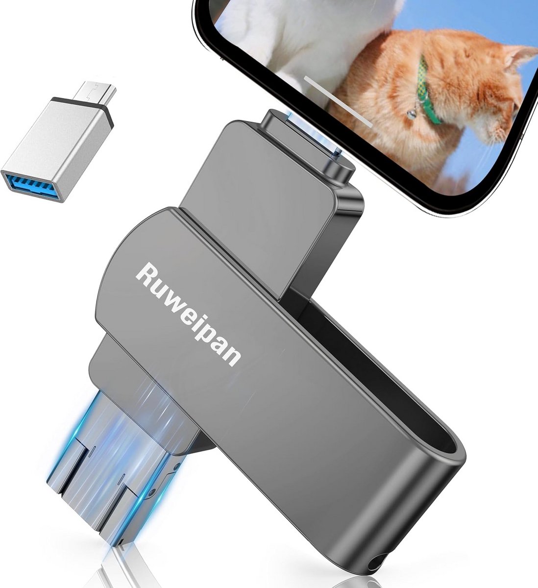 256GB USB-stick C & USB 3.0 - 4-in-1 Externe Geheugenstick voor Telefoon, Tablet en PC
