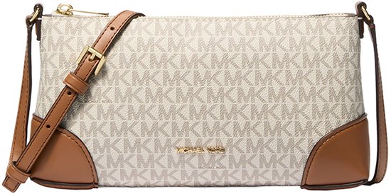 Michael Kors Petit Sac Crossbody / Sac à Bandoulière Femme - Murphy - Imprimé Logo - Vanilla/AcDonker Groenn
