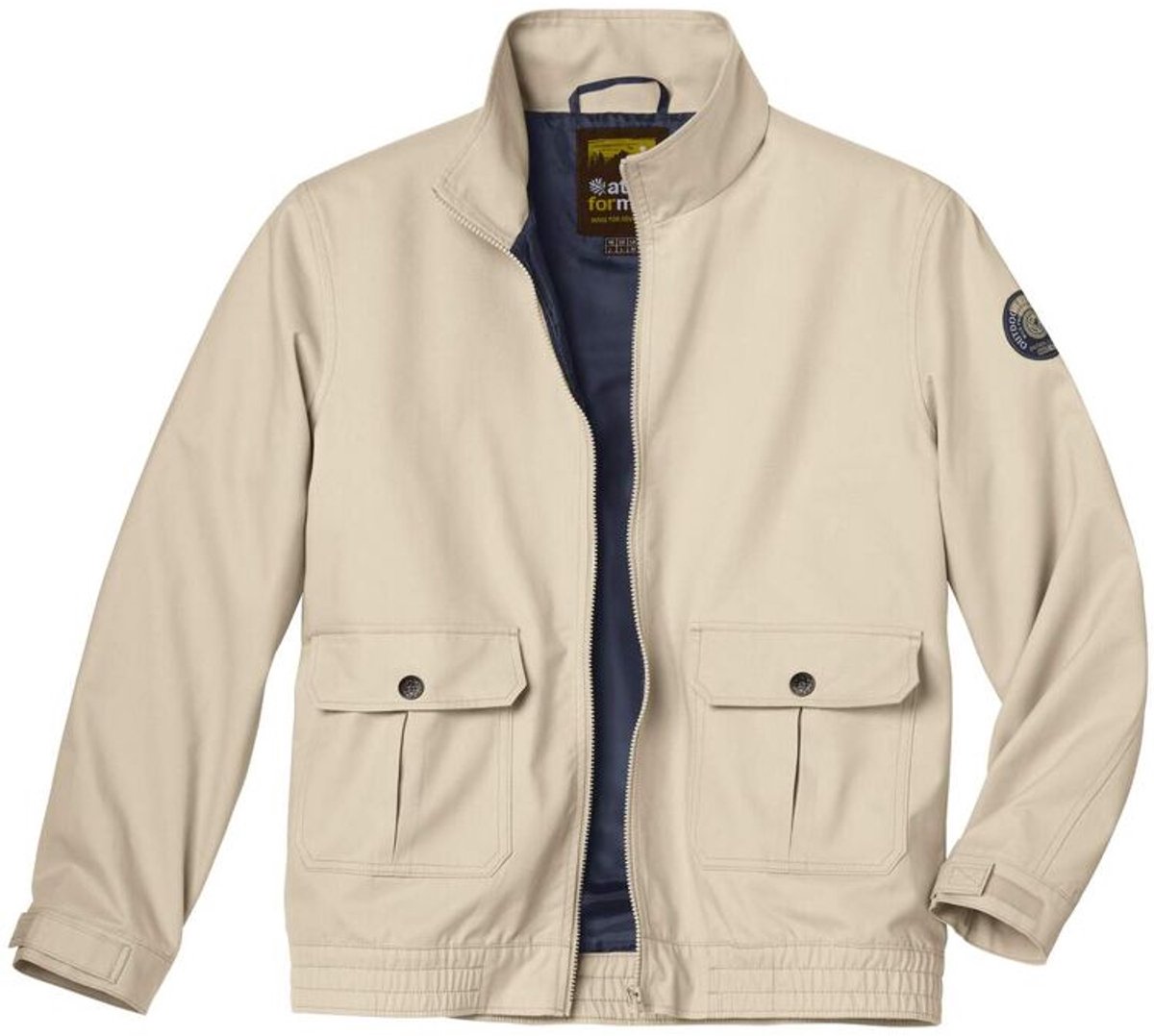 ATLAS FOR MEN - Zandbeige jack van twill - Heren - Verkrijgbaar in grote maten - 3XL