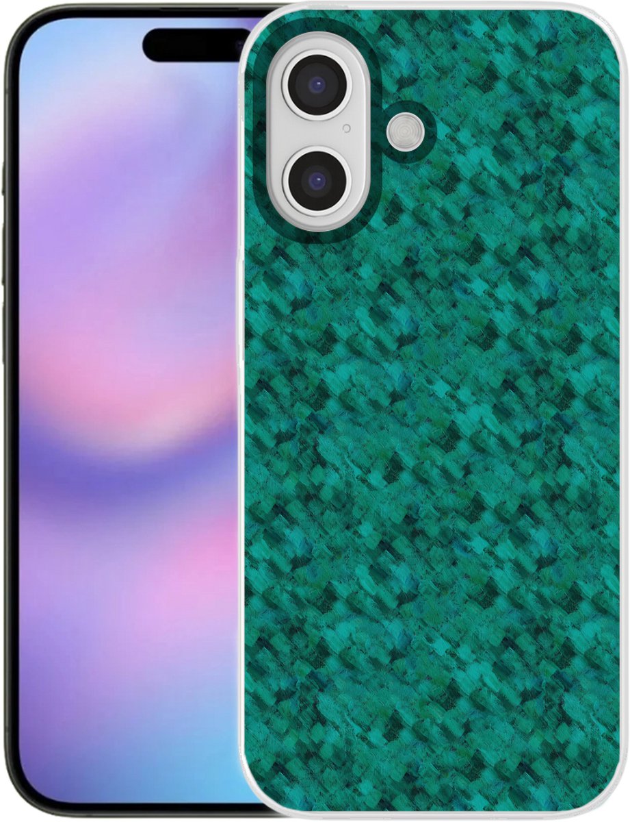 Telefoonhoesje Geschikt voor iPhone 17 hoesje - Vloeiend - Olie - Verf - Groen - Siliconen Telefoonhoesje Telefoonhoesje
