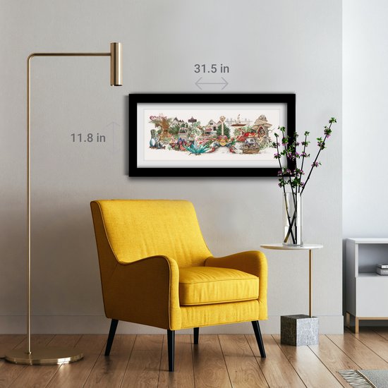 Thea Gouverneur - Borduurpakket met telpatroon - 2041A - Voorgesorteerde DMC Garens - Efteling - Aida - 80 cm x 30 cm - DIY Kit
