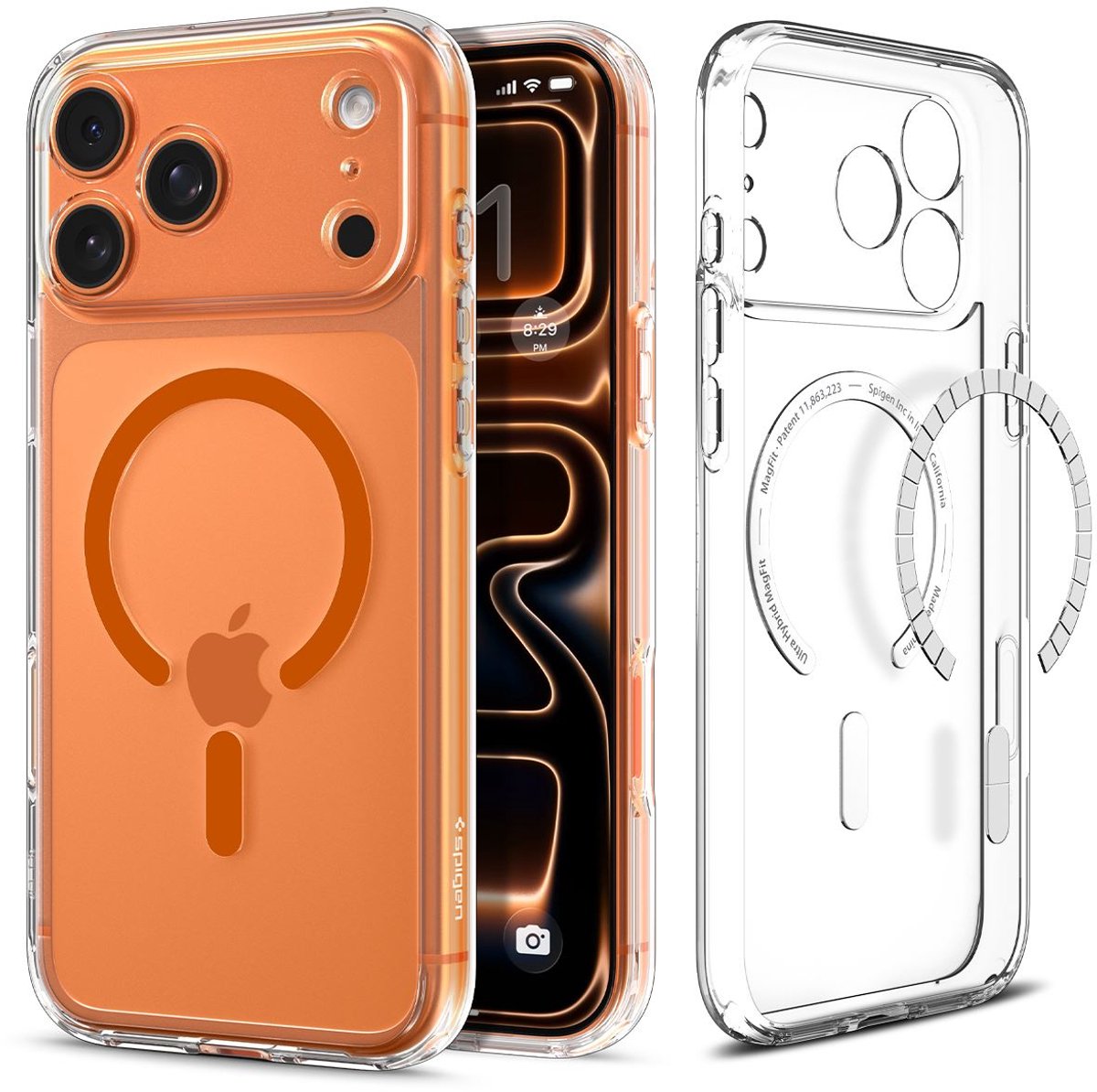 Spigen Ultra Hybrid Magsafe, Transparant Oranje - Iphone 17 Pro