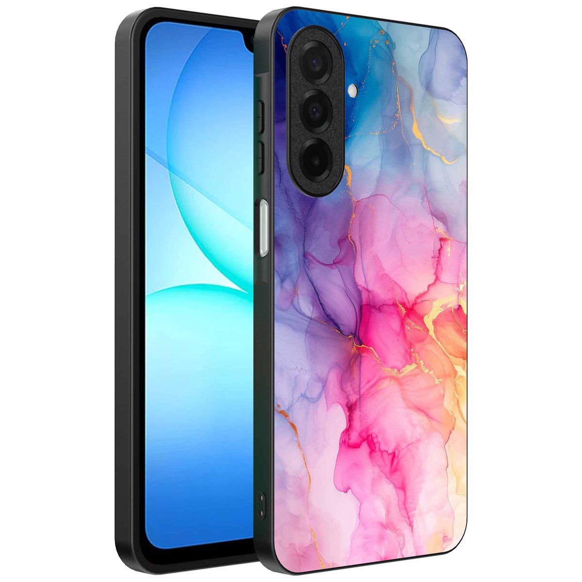 Geschikt voor Samsung Galaxy A17 Telefoonhoesje met marmeropdruk - TPU backcover case marble design - Regenboog - Smartphonica geschikt voor Samsung Galaxy A17