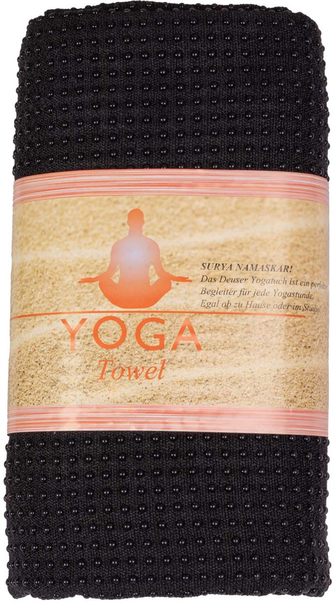 Deuser yoga Handdoek met Antislip Noppen Zwart