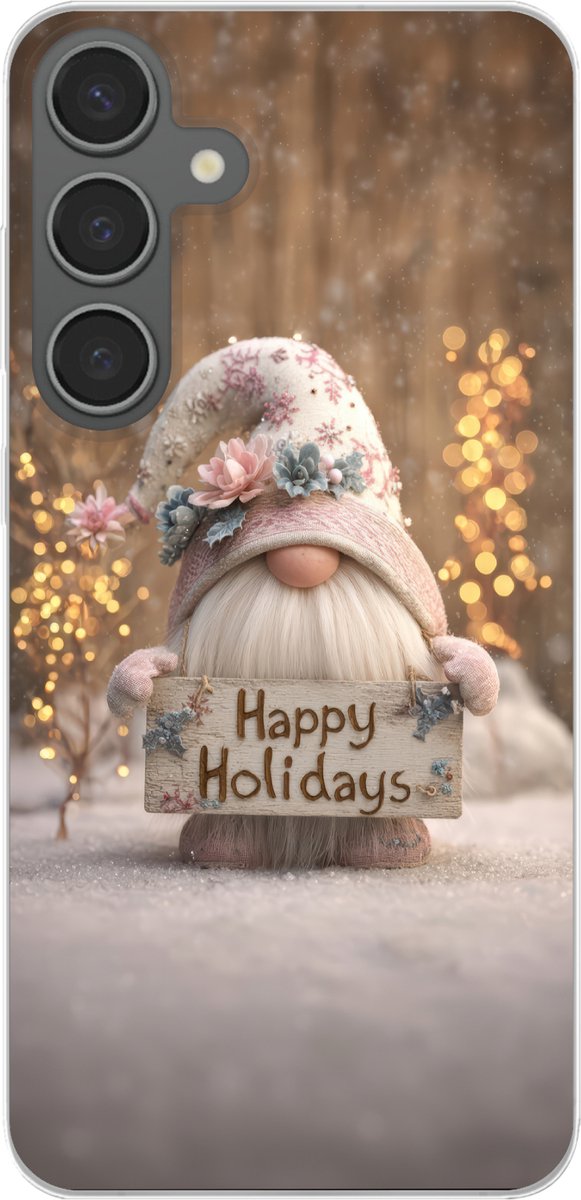 Telefoonhoesje Geschikt voor Samsung Galaxy S24 Plus hoesje - Kerst - Gnome - Bord - Kleurrijk - Siliconen Telefoonhoesje Telefoonhoesje