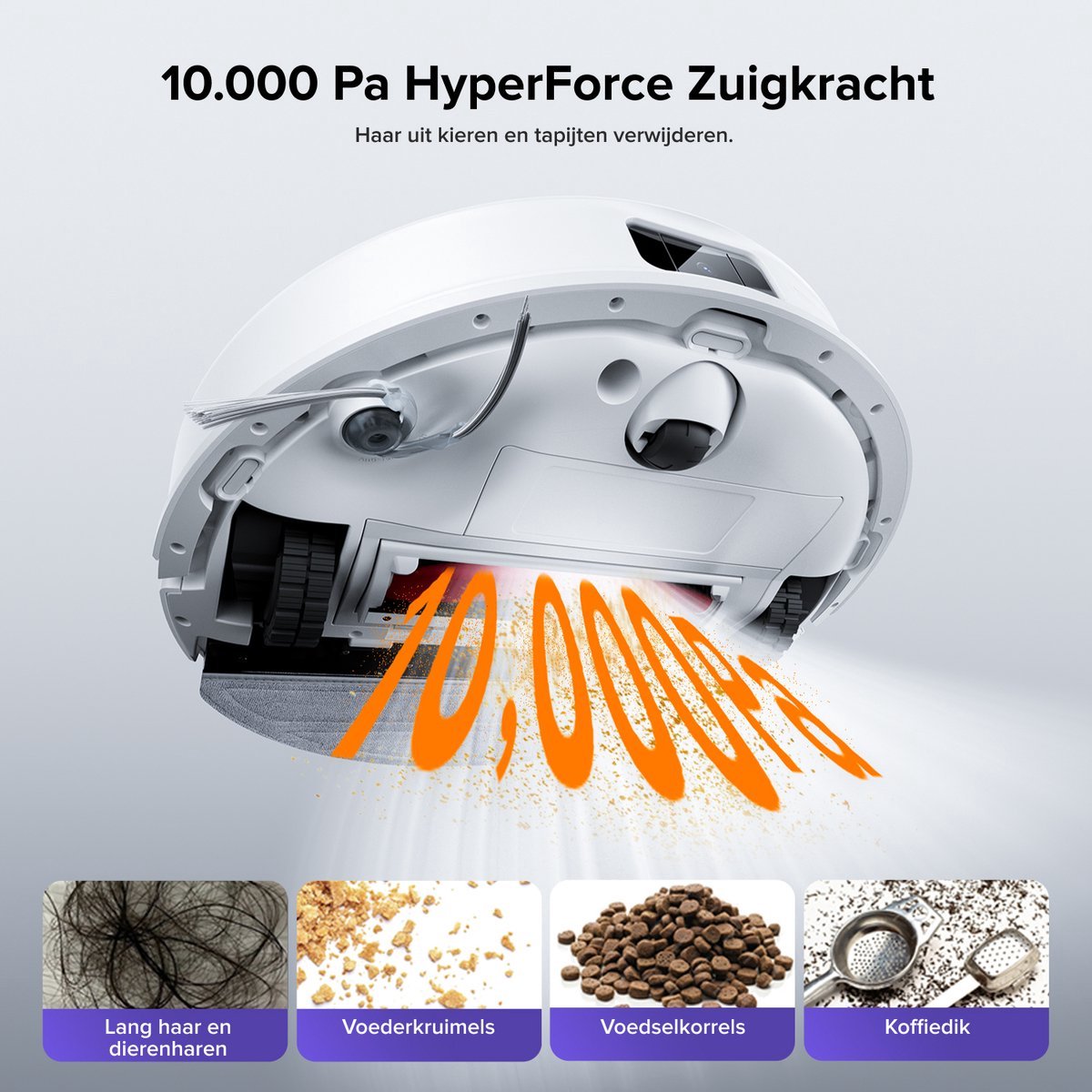 Roborock Q10 S5+ Set Robotstofzuiger en Dweil met Zelflediging– Zuigkracht van 10000 Pa–Vibrerende dweilpads– Handsfree Reinigen tot 7 Weken– Dubbel Anti-klitontwerp– Automatisch dweilen– Obstakelvermijding–Wit– S8 Plus Upgrade–2 stofzakken — afbeelding 5