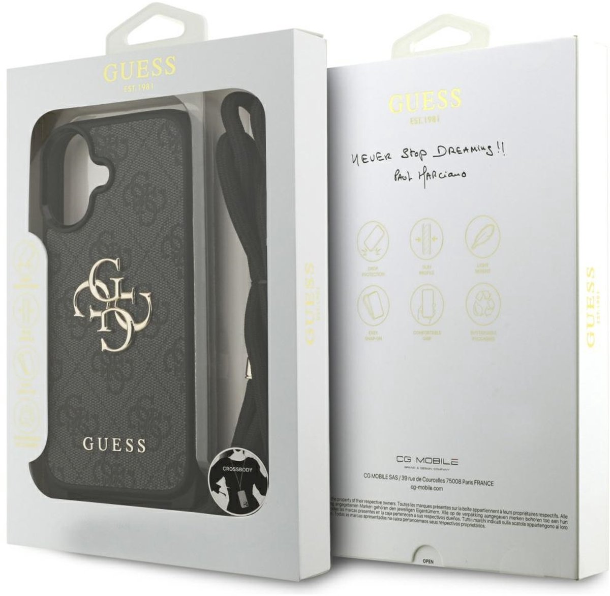 Guess Back Cover - iPhone 17 - Zwart - Crossbody 4G Big Logo - Cord Strap