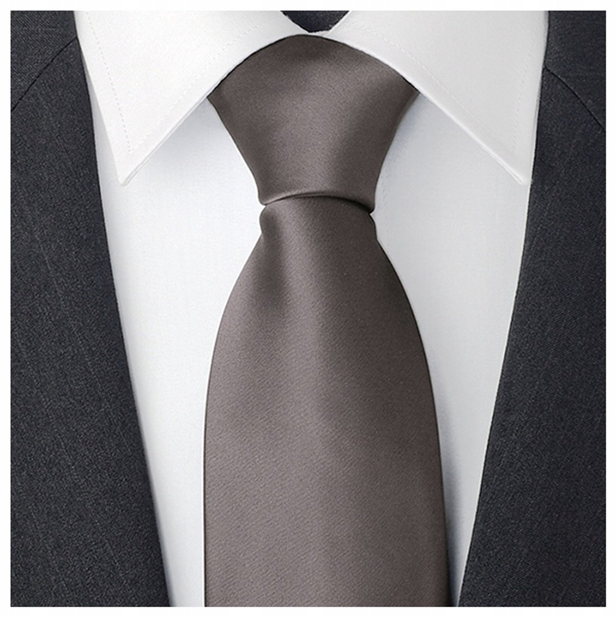 Effen Heren Knoop | 7cm Breed | Klassiek Grijs | RR03