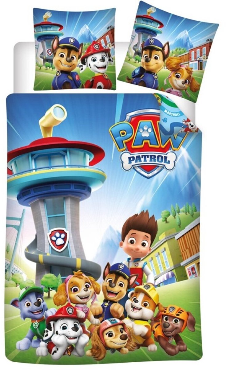 PAW Patrol Dekbedovertrek Team - 140 x 200 + 65 x 65 cm - Polykatoen Multi kleuren