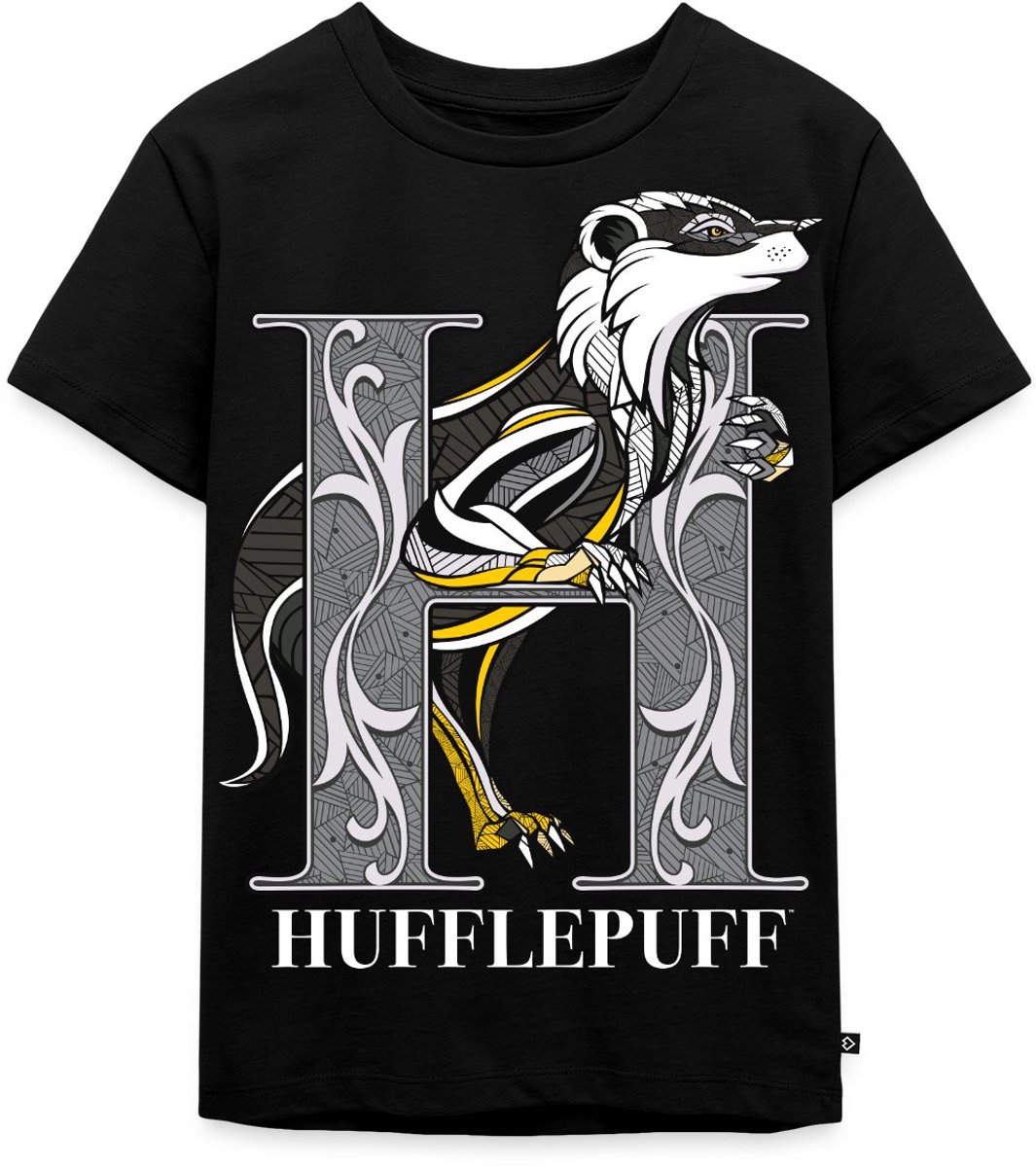 Harry Potter Hufflepuff Coat of Arms Monochrome Premium T Shirt Kinderen