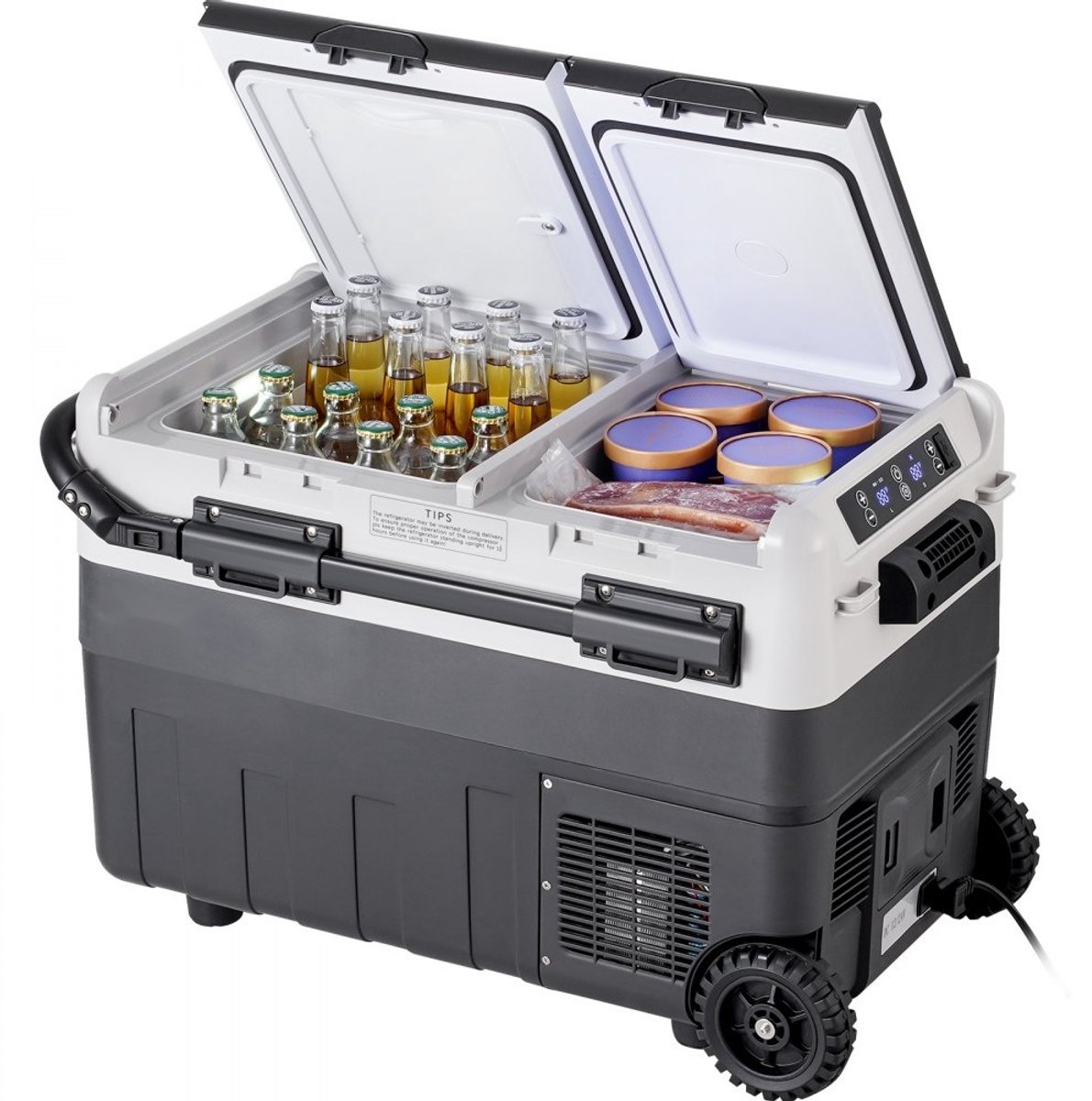 Draagbare Autokoelkast/Vriezer - Compressor Koelbox 12V - Inhoud 40 L - Twee Zones - Temperatuur -20°C tot 20°C - Auto/Camper/Kamperen