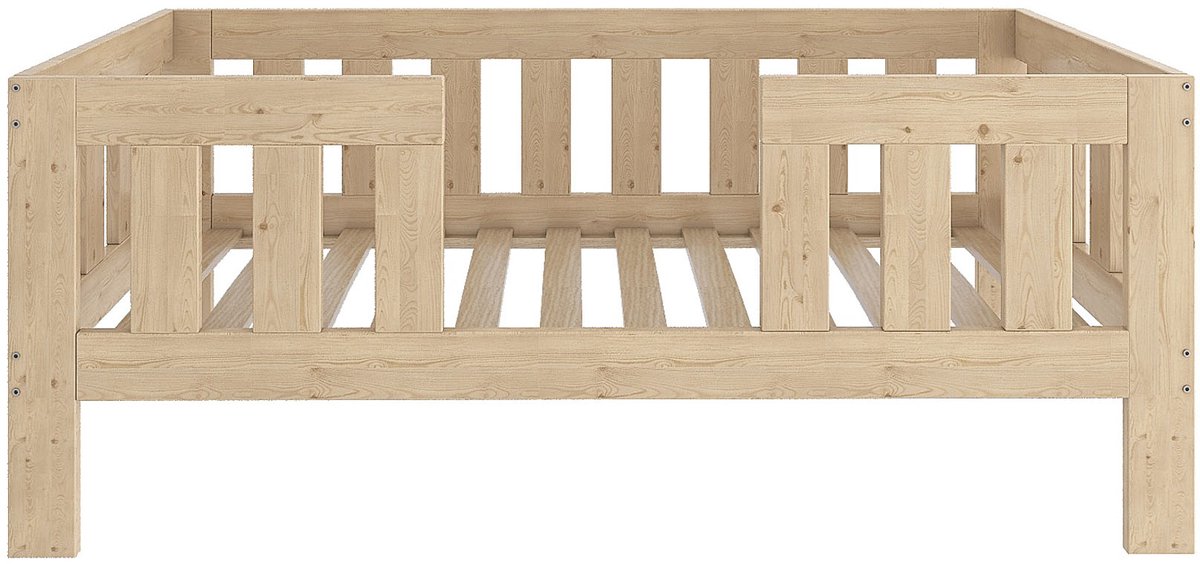 Need Sleep – Montessori Peuterbed 70x140 cm – Massief Houten Kinderbed met Hoge Barrière – Naturel