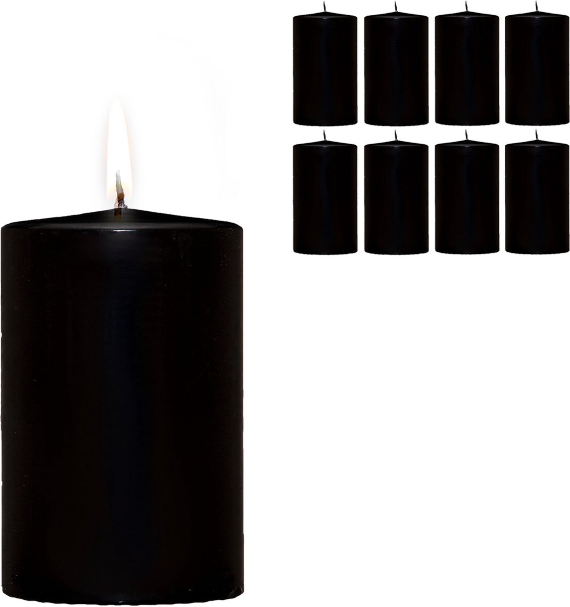 Candelo 8-delige set premium kaarsen Kerst Ambiente stompkaarsen – zwart – 4,8 cm x 8 cm – kerstkaarsen adventskrans – adventkaars kerstdecoratie
