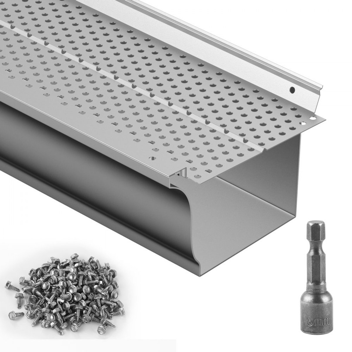 Gootbeschermers - Aluminium Bladroosters - Breedte 12,7 cm - Set Van 52 Stuks - Totale Lengte 61 m - Gatdiameter 4 mm - Dikte 0,5 mm - Universele Passendheid