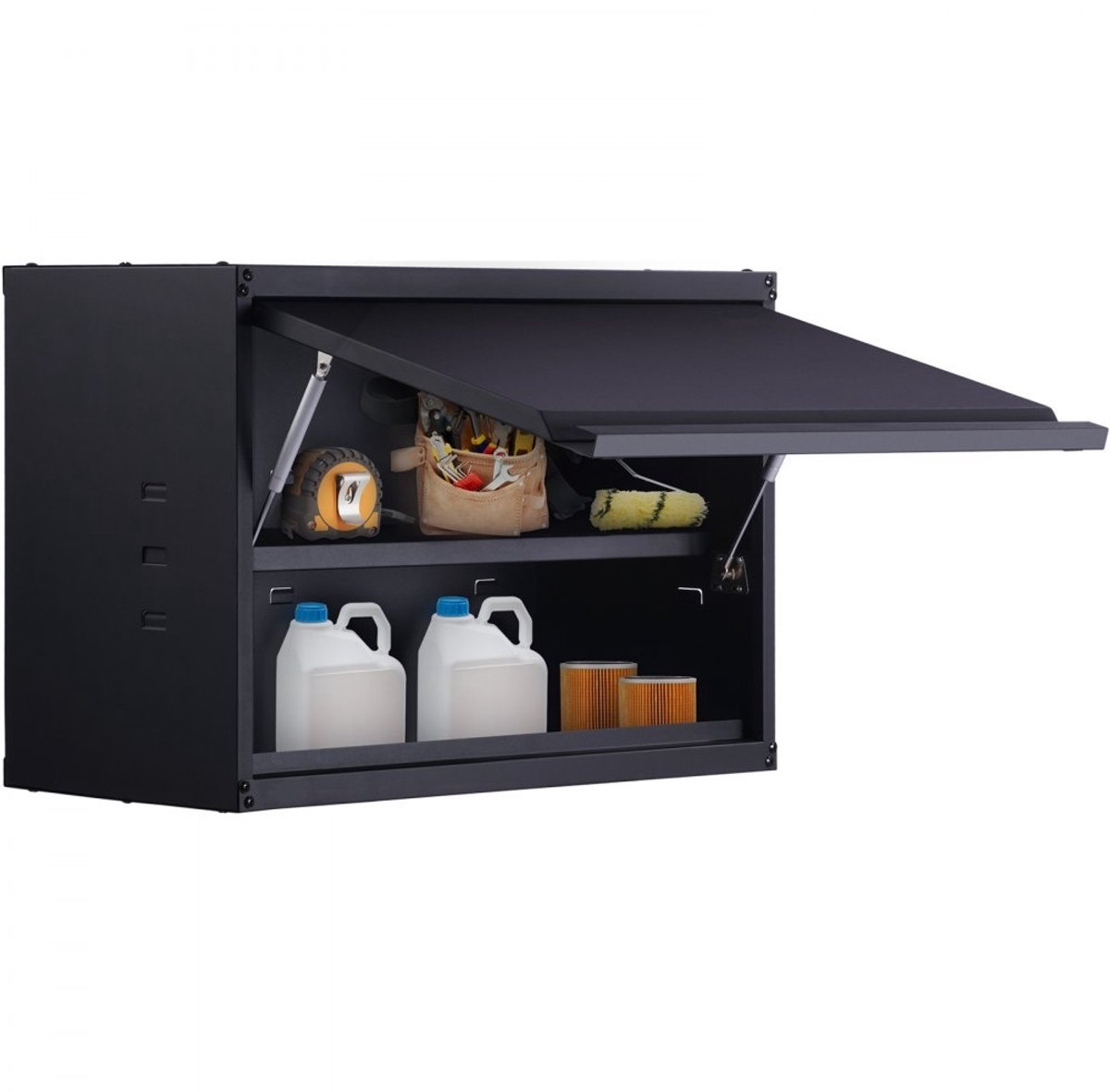 Stalen Werkplaatswandkast - Hangende Gereedschapskast - 77 x 31,8 x 50 cm - Draagvermogen 108 kg - 2 Planken - 0,6 mm Koudgewalst Staal - Muurmontage