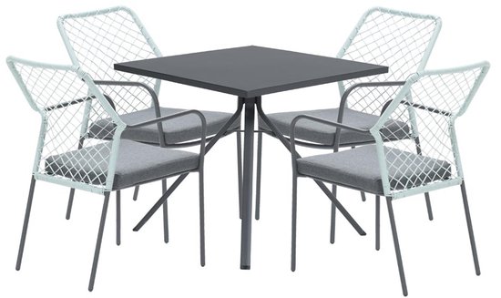 Ensemble de jardin complet 5 pièces, chaises Dido vert tendre et table Rimini - Garden Impressions