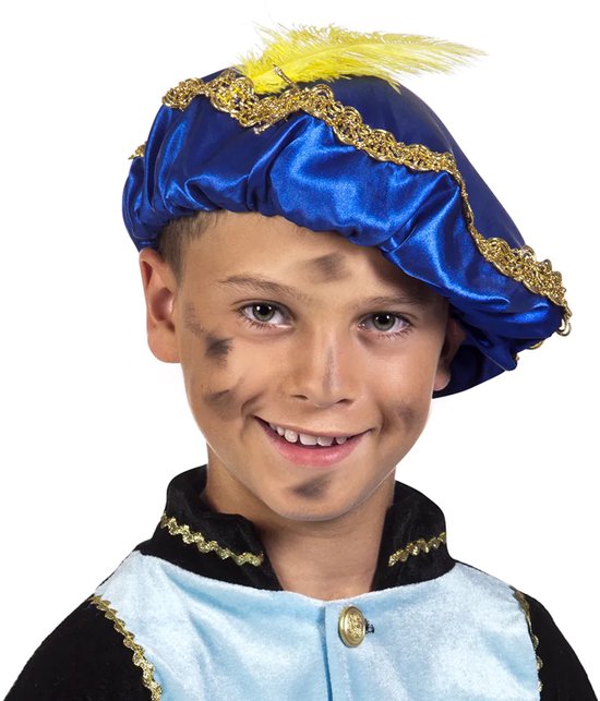 Boland Pietenmuts - blauw - met veer - kinderen - sinterklaasfeest - pietenkostuum