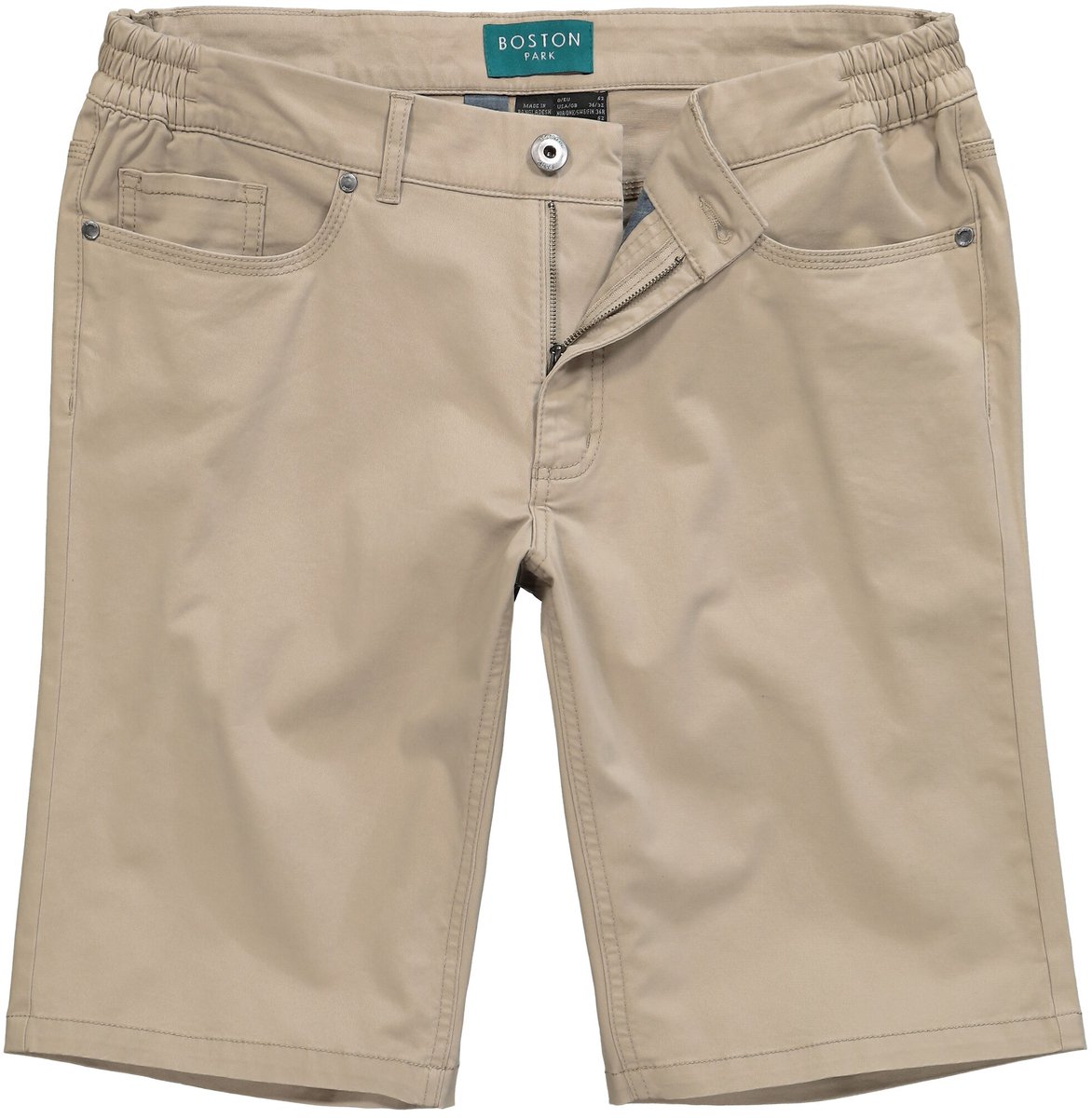 Boston Park - Heren - Bermuda Buik-Fit 5-pocket band elastisch aan de zijkant - Beige - Maat 66