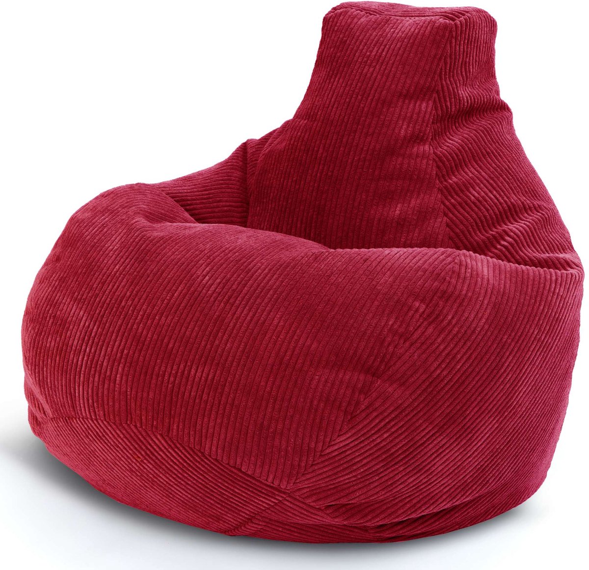 Green Bean® Zitzak met rugleuning 80x80x90cm - Gaming stoel met 230L vulling corduroy stof - Zitzak Vloerkussen Loungekruk Relaxfauteuil Gamer Gaming stoel Rood