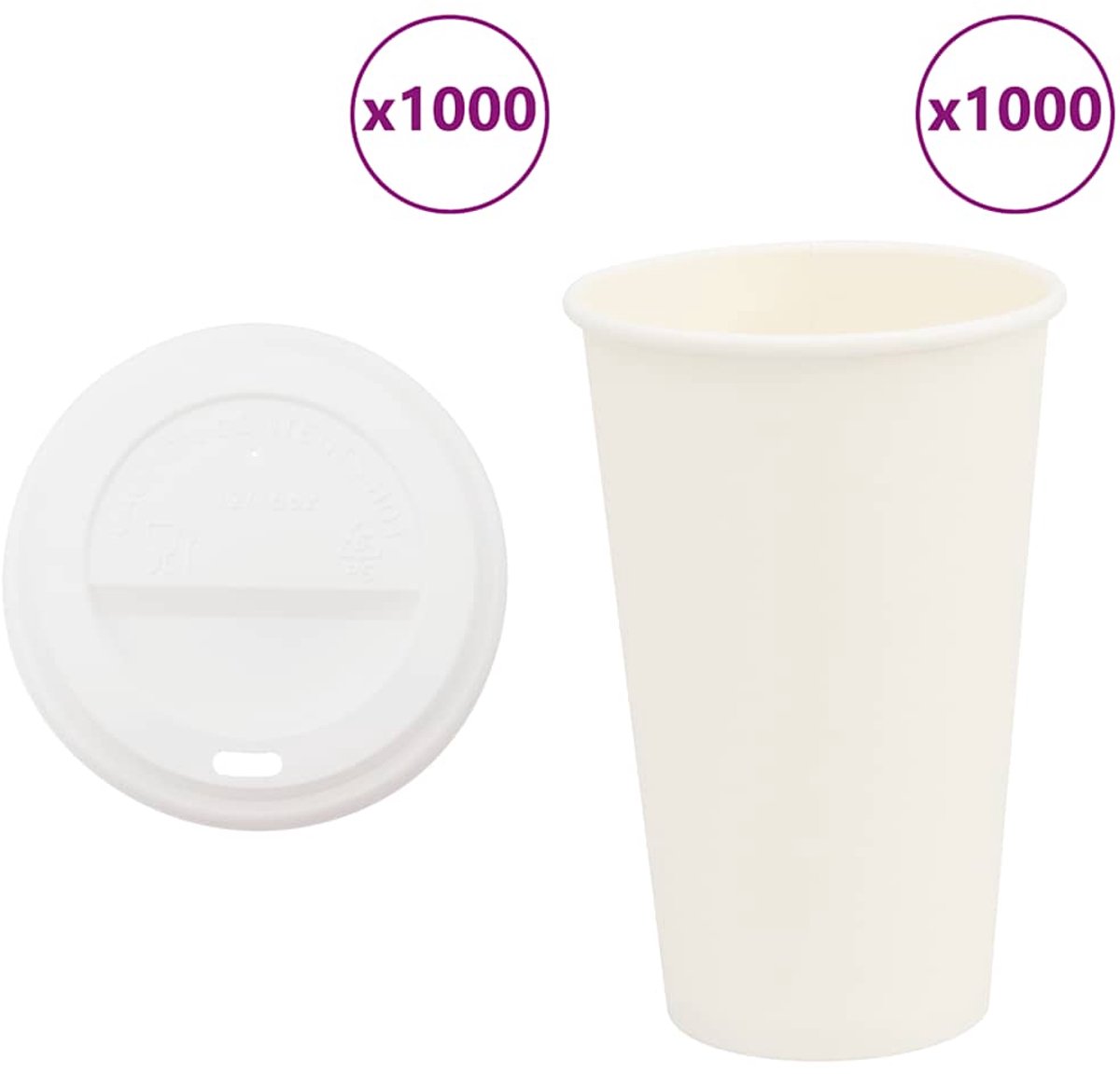 vidaXL - Papieren - koffiekopjes - met - deksel - 1000 - st - 16oz - 400 - ml