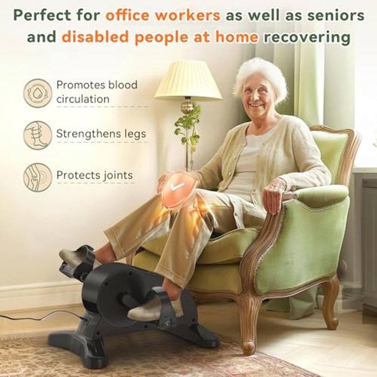 Mini elektrische hometrainer met 12 snelheidsniveaus voor - afbeelding 3