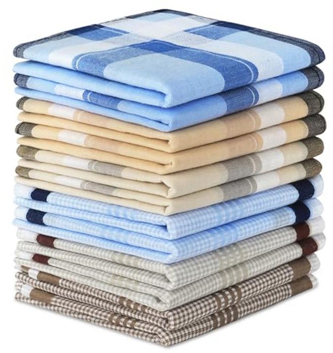 Set van 12 Heren Zakdoeken - Zachte Katoenmix 40 cm x 40 cm - Perfect voor Bruiloften, Feestelijke Evenementen en Dagelijks Gebruik