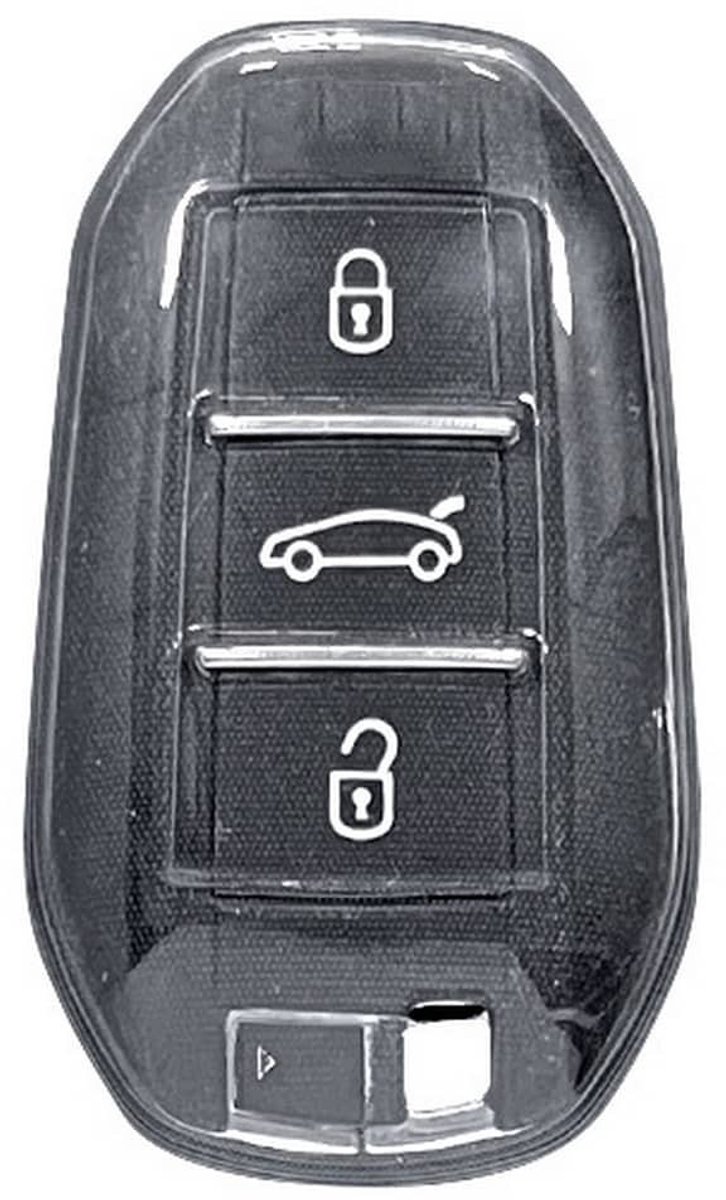 Autosleutel Hoesje geschikt voor Peugeot - Sleutelcover - TPU Cover Sleutelhoes - transparant,zwart