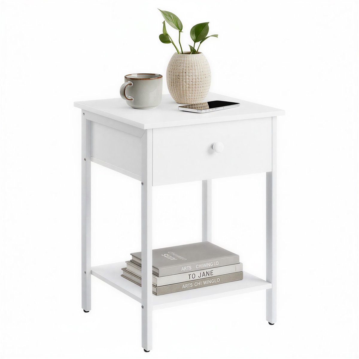 Bijzettafel voor Bed – Nachtkastje – Stalen Frame