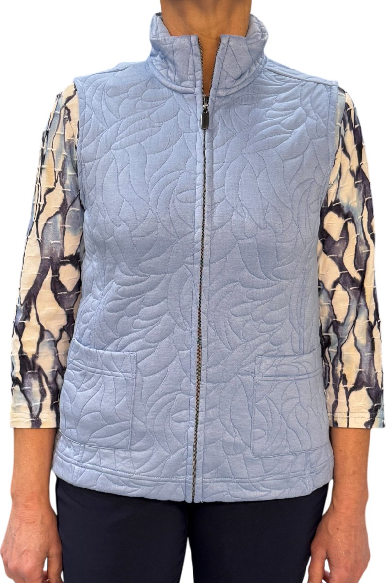 Signature Dames Gilet Met Ritssluiting En Patroon Blauw