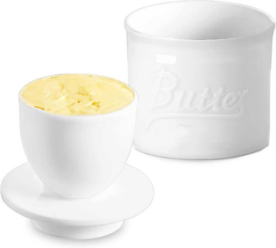 Keramische Botervloot Met Deksel: Boterpot Voor Op Het Aanrecht Met Waterreservoir Voor Smeerbare Boter~p225263634