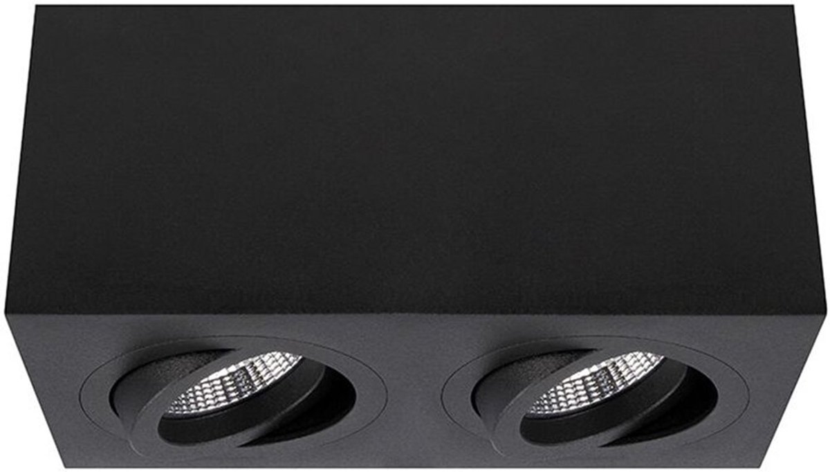 Yphix Palermo Opbouwspot - Vierkant - 2 Lichtpunten - Kantelbaar - 173x90mm - Zwart