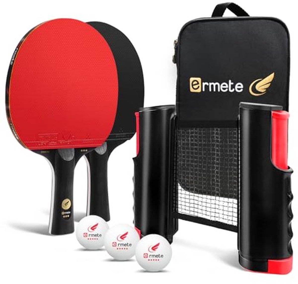 Professionele Tafeltennisset met Batjes, Ballen en Draagbaar Net