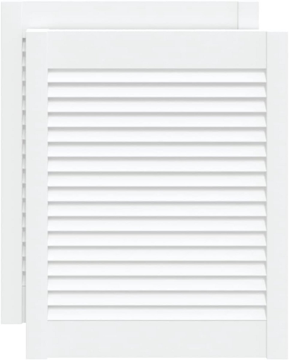 Set van 2 Lamellendeuren voor Kast of Kamer Grenenhout Wit