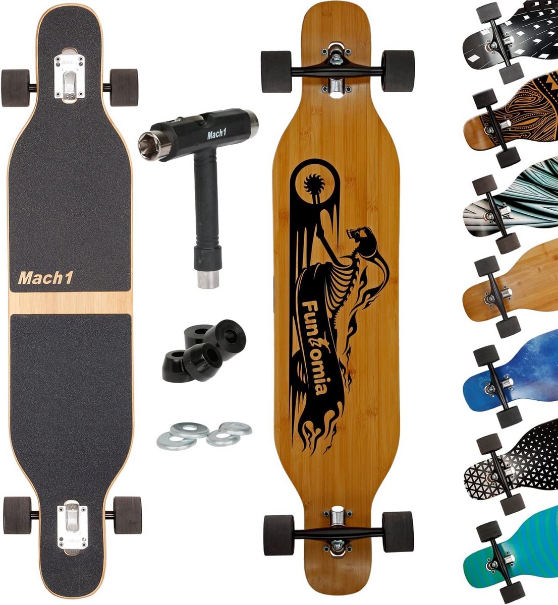 Compleet Longboard Drop Through Cruiser met Keramische Lagers - Camber Deck voor Beginners en Gevorderden