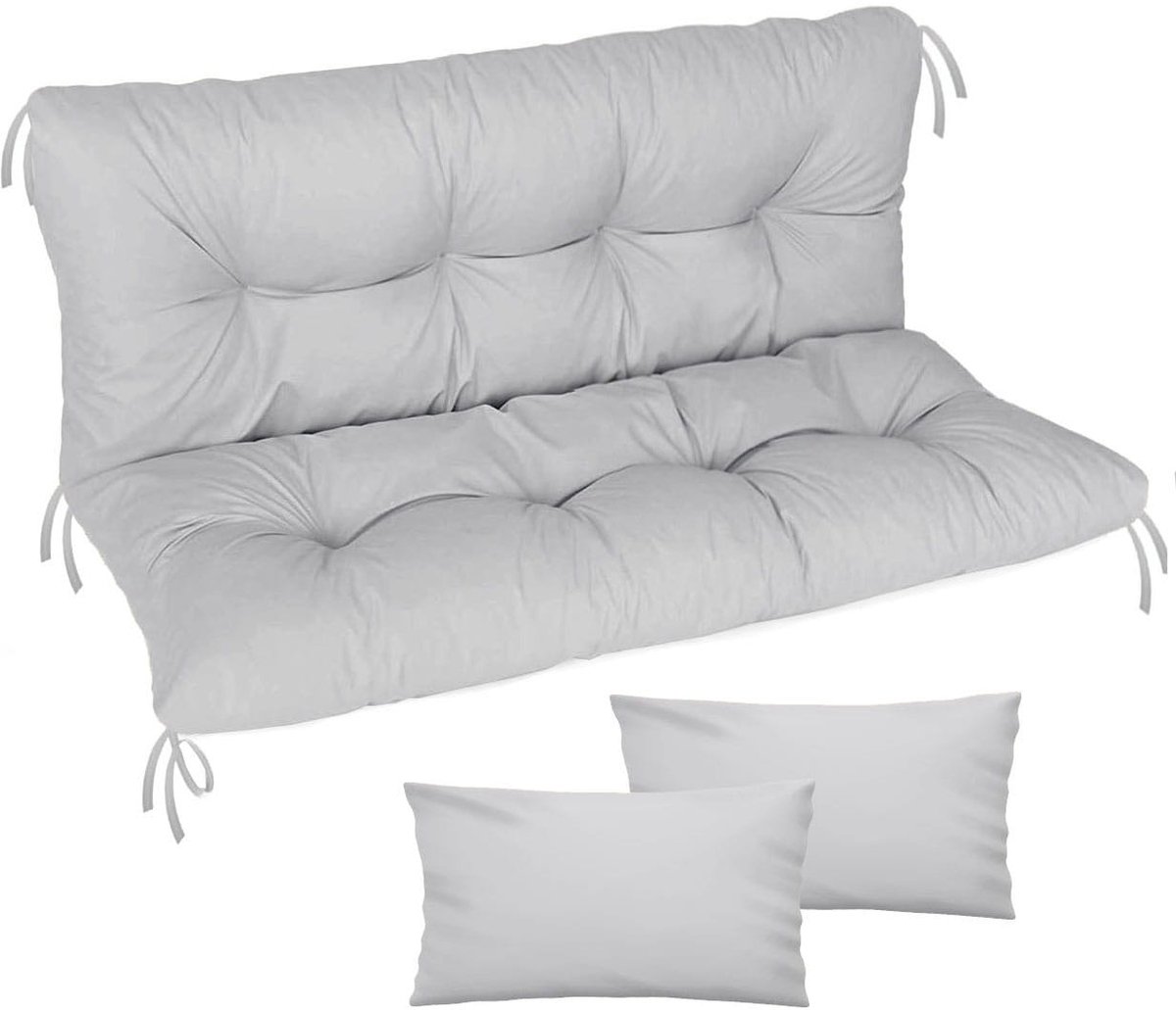 FEROCITY - Tuinschommelkussen - Gestept - Zitcomfort - Onderhoudsvriendelijk - Duurzaam - 100 x 50 x 50 x 10 cm - Polyester - Grijs