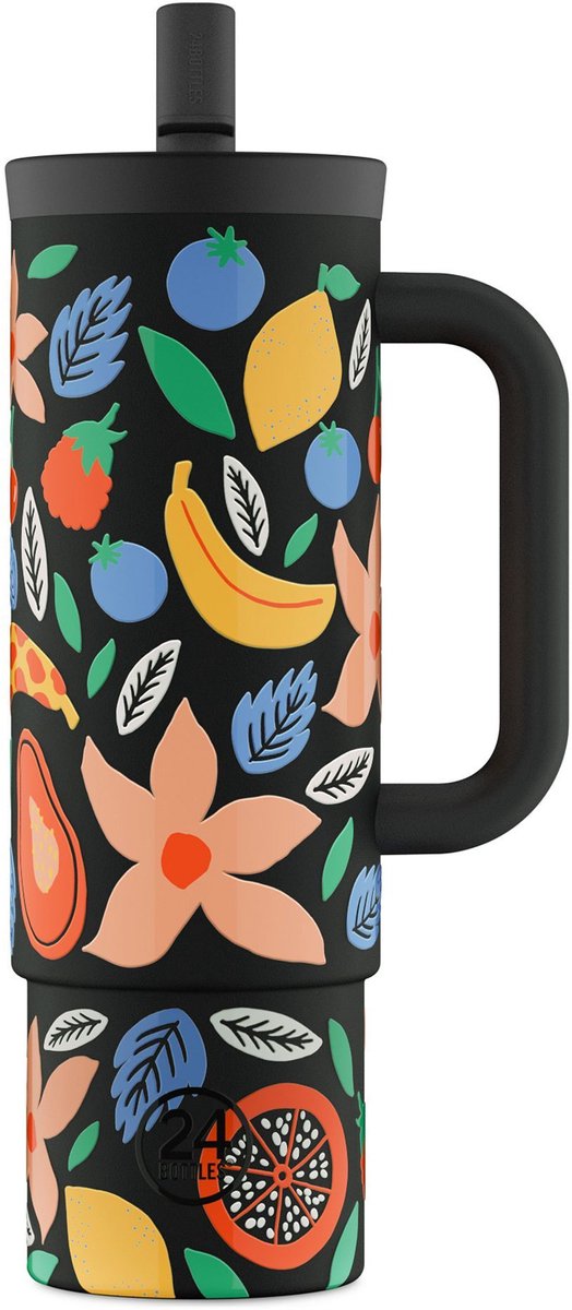 24Bottles Straw Drinkbeker 800 ml Capaciteit - tropical noir