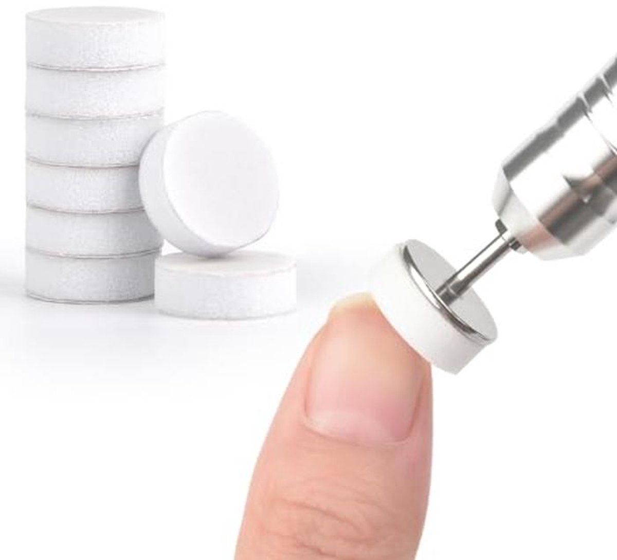 100 Stuks Zelfklevende Vervangbare Schuurpapier Polijstbestanden voor Nagels met RVS Disc
