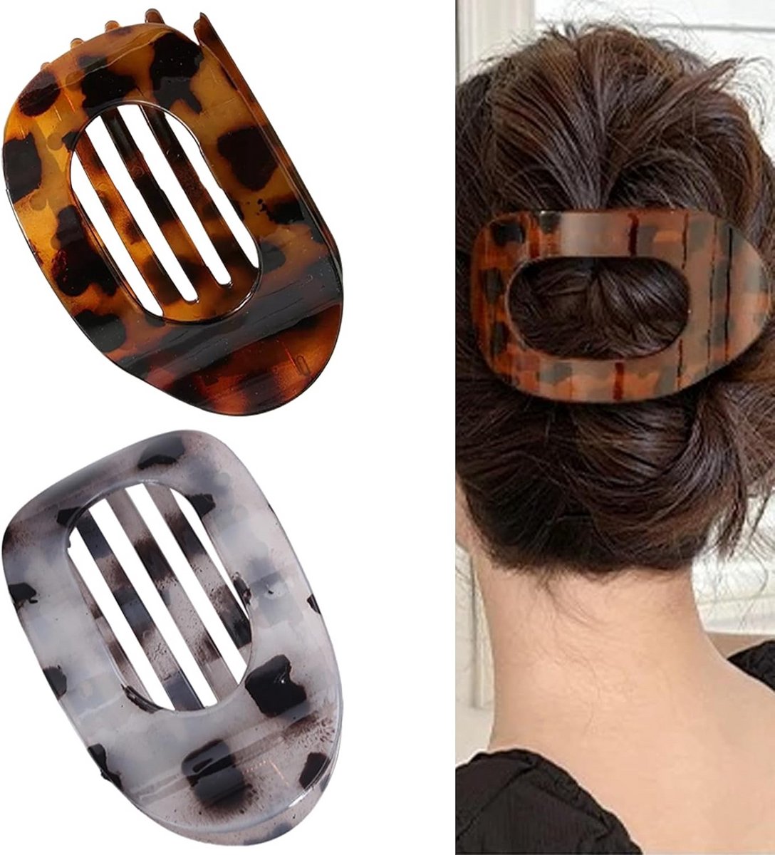2 Stuks Grote Haarspeld Set - Comfortabele Franse Klem met Gebogen Ontwerp voor Dik Haar