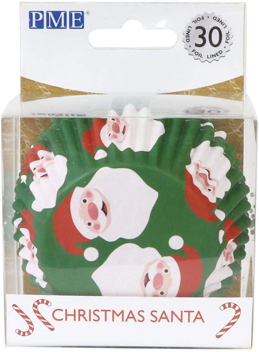 Papieren Bakvormen Kerstthema - Kerstman Design - Folie Gecoat