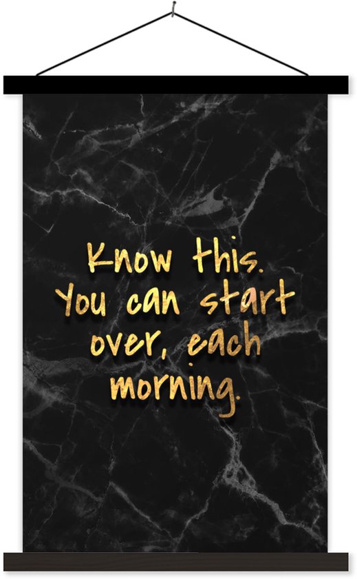 Support pour affiches avec affiche 120 x 180 cm - Affiche scolaire - Citations - Motivation - Goud - Marbre - Affiche textile - Lattes noires